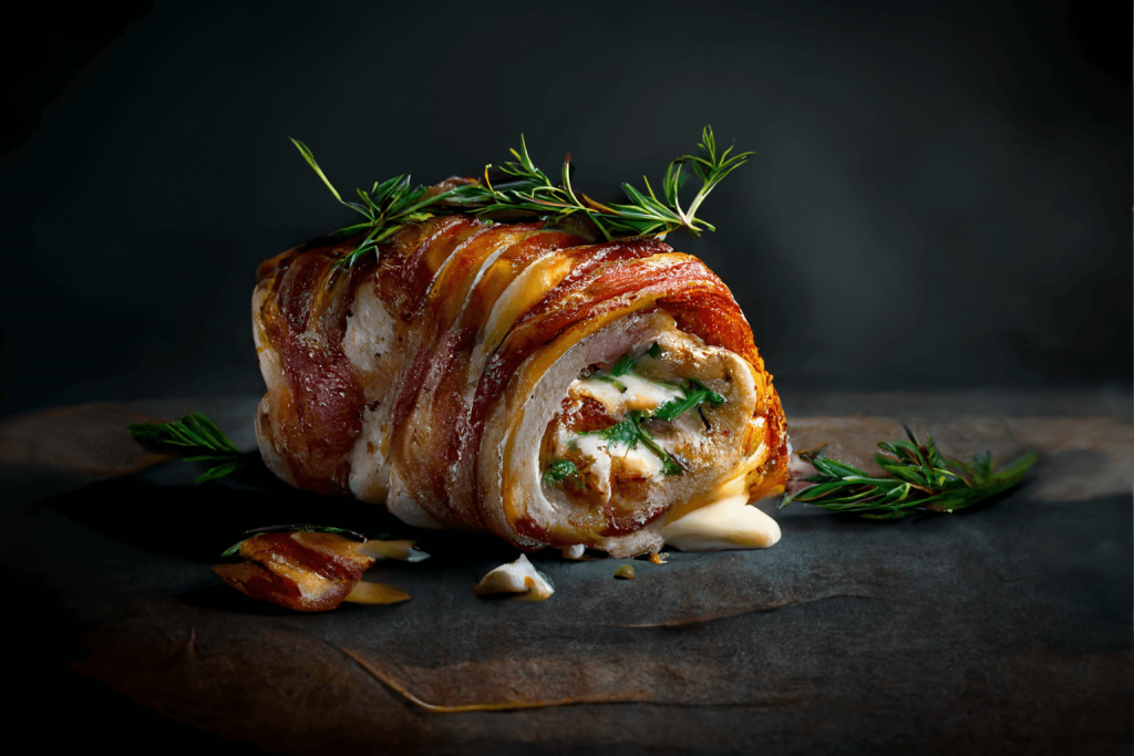 Keto bacon wrapped chicken stuffed with cheese