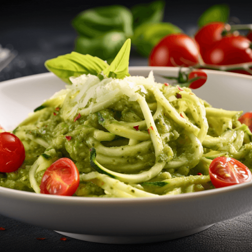 zucchini noodles with pesto